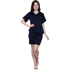 Womens Crepe Solid Short Bottom Night Suit